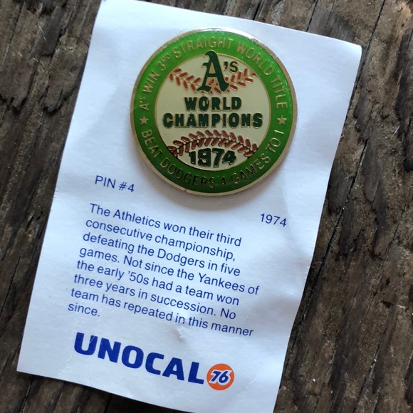 1974 & 1989 A’s pin world champions Unocal. - Picture 3 of 6